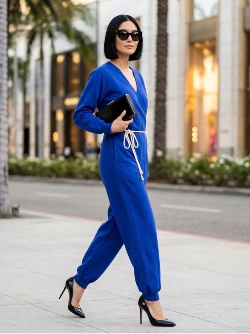 Vintage Ralph Lauren Blue Label 100% Cotton Wrap Jumpsuit Athleisure Americana